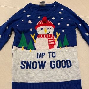 Blue and White Snowman Ugly Christmas Sweater